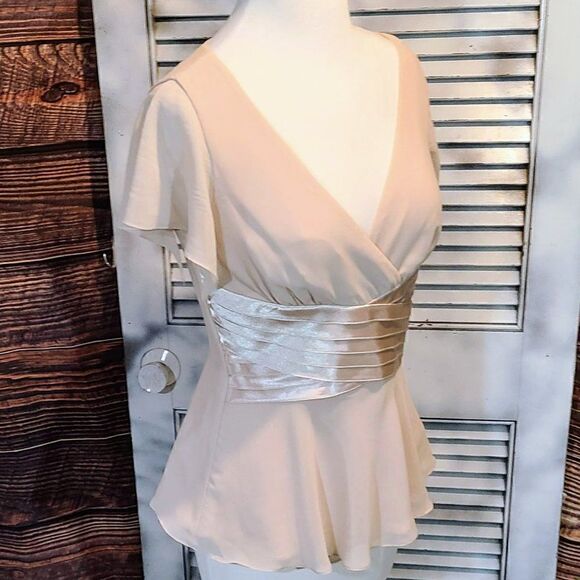 CLiz Claiborne Sz 4 Dressy Criss Cross Blouse - Picture 9 of 10